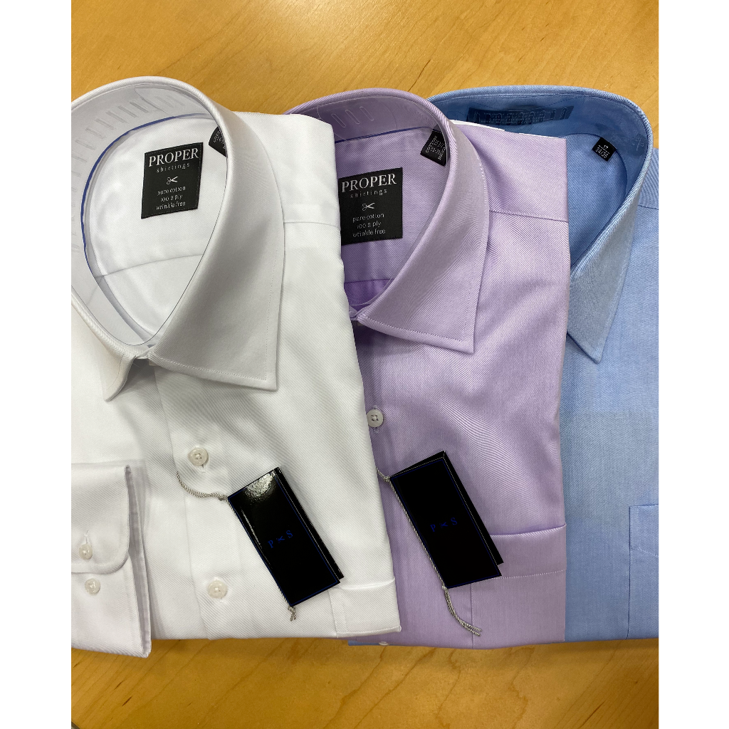 Proper Shirtings Classic Fit Wrinkle Free Solid Cotton Dress Shirt