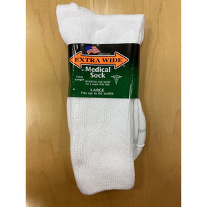Inverted toe seam, non-binding, MEDICAL extra wide quarter top anklet socks. For those with wider feet who are tired of squeezing into tight, uncomfortable socks. These comfort fit, extra wide anklet socks are great for wide feet, swollen legs and people with medical conditions such as edema, diabetes and circulatory problems.