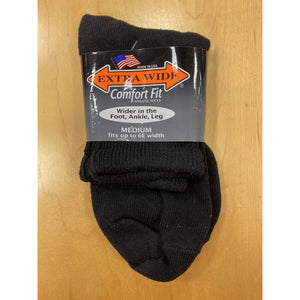 Inverted toe seam. non-binding, MEDICAL extra wide quarter top anklet socks. For those with wider feet who are tired of squeezing into tight, uncomfortable socks. These comfort fit, extra wide anklet socks are great for wide feet, swollen legs and people with medical conditions such as edema, diabetes and circulatory problems. Stretches very wide through the whole sock, will not cut off circulation.
